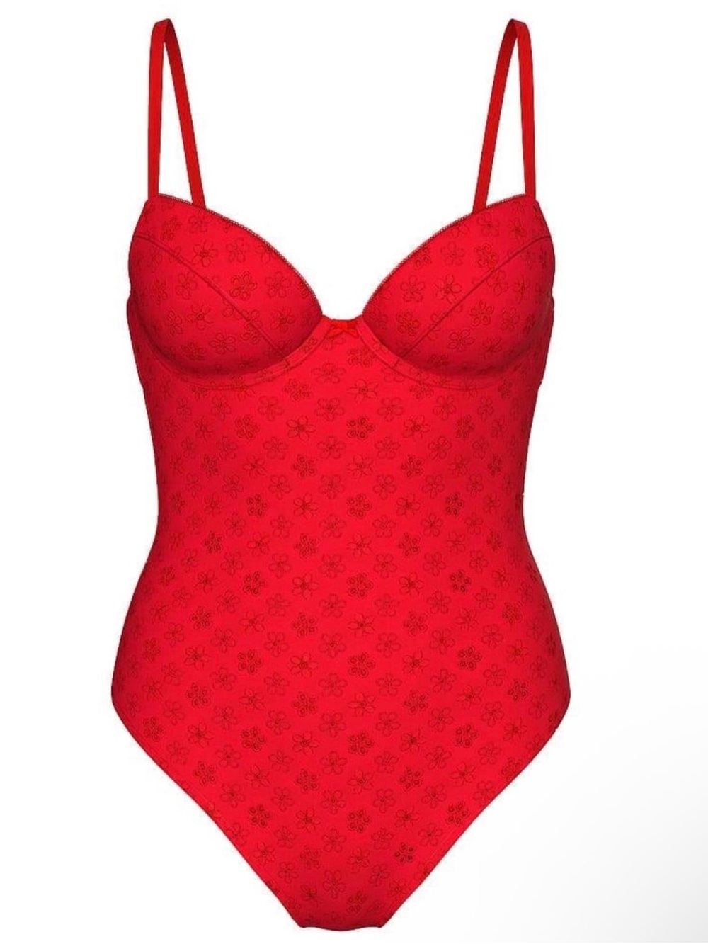 PINK Victoria’s Secret x Frankies Bikinis Red Eyelet One Piece Swimsuit XXL
